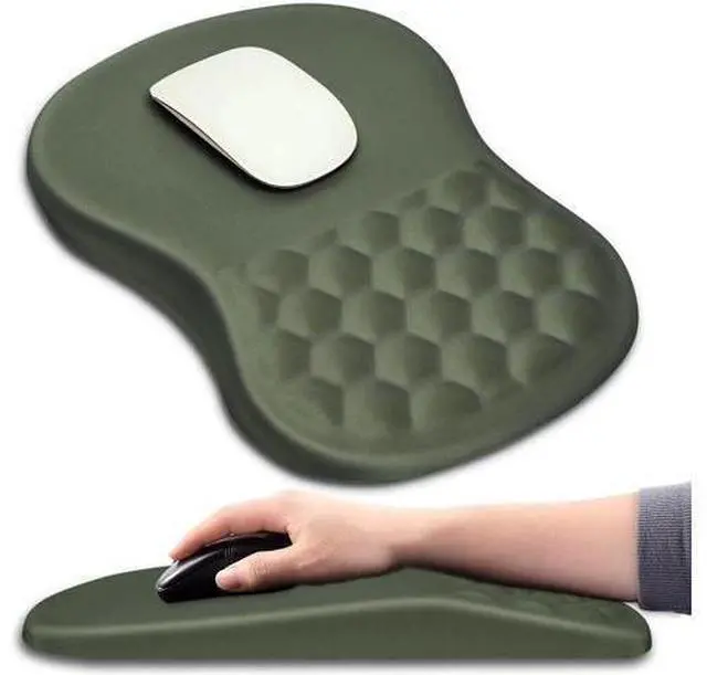 Main image of Hokafenle Ergonomic Mouse Pad Wrist Support with Massage Design, Wrist Rest Pain Relief Mousepad with Memory Foam&Non-Slip PU Base, Mouse Pads for Wireless Mouse & Desk (12x8 inch,Olive Green)