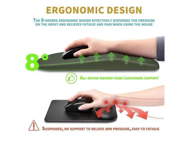 Alt view image 5 of 7 - Hokafenle Ergonomic Mouse Pad Wrist Support with Massage Design, Wrist Rest Pain Relief Mousepad with Memory Foam&Non-Slip PU Base, Mouse Pads for Wireless Mouse & Desk (12x8 inch,Olive Green)