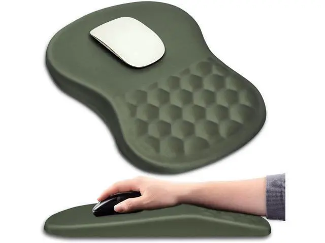 Alt view image 6 of 7 - Hokafenle Ergonomic Mouse Pad Wrist Support with Massage Design, Wrist Rest Pain Relief Mousepad with Memory Foam&Non-Slip PU Base, Mouse Pads for Wireless Mouse & Desk (12x8 inch,Olive Green)