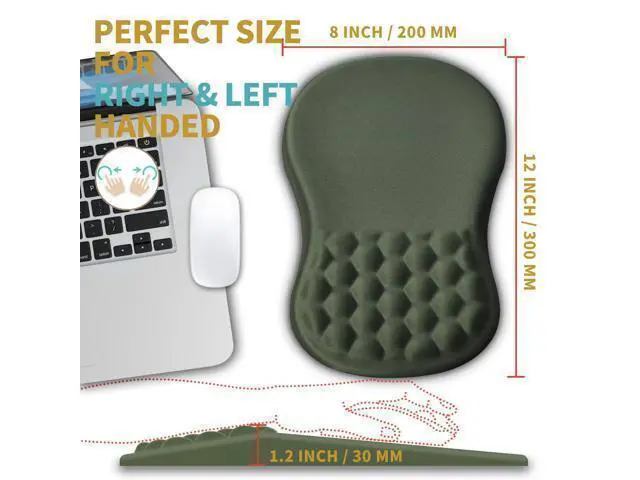 Alt view image 4 of 7 - Hokafenle Ergonomic Mouse Pad Wrist Support with Massage Design, Wrist Rest Pain Relief Mousepad with Memory Foam&Non-Slip PU Base, Mouse Pads for Wireless Mouse & Desk (12x8 inch,Olive Green)