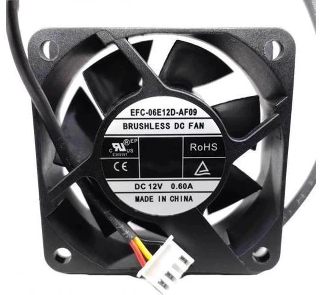 Main image of WRIARICH EFC-06E12D-AF09 60x60x25mm 6cm DC12V 0.60A 4-Hole 3-Wire Chassis Power Supply Cooling Fan