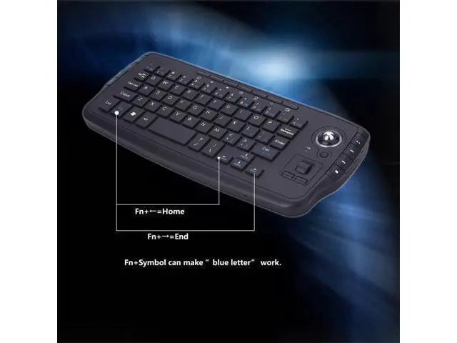 Alt view image 2 of 7 - WRIARICH Mini Ergonomic Keyboard Trackball Air Mouse 1200dpi Function TV 2.4G Wireless Keyboard with trackball Mouse Keyboartd Combo for Lapotp PC TV Remote Controller HTPC (Black)