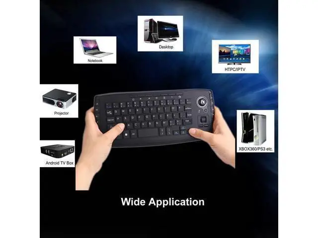 Alt view image 4 of 7 - WRIARICH Mini Ergonomic Keyboard Trackball Air Mouse 1200dpi Function TV 2.4G Wireless Keyboard with trackball Mouse Keyboartd Combo for Lapotp PC TV Remote Controller HTPC (Black)