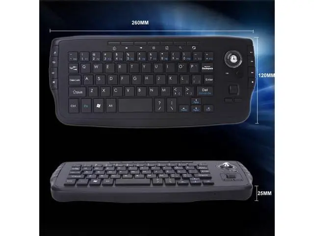 Alt view image 5 of 7 - WRIARICH Mini Ergonomic Keyboard Trackball Air Mouse 1200dpi Function TV 2.4G Wireless Keyboard with trackball Mouse Keyboartd Combo for Lapotp PC TV Remote Controller HTPC (Black)