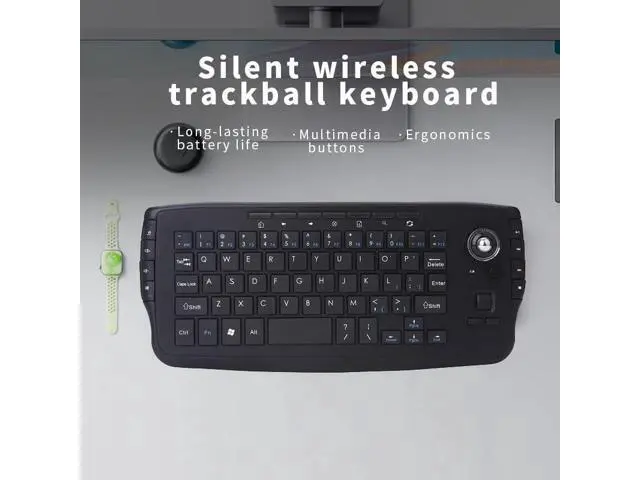 Alt view image 6 of 7 - WRIARICH Mini Ergonomic Keyboard Trackball Air Mouse 1200dpi Function TV 2.4G Wireless Keyboard with trackball Mouse Keyboartd Combo for Lapotp PC TV Remote Controller HTPC (Black)