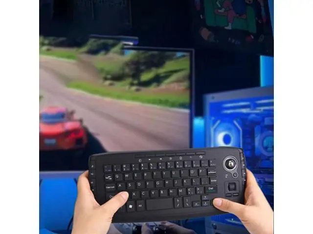 Alt view image 7 of 7 - WRIARICH Mini Ergonomic Keyboard Trackball Air Mouse 1200dpi Function TV 2.4G Wireless Keyboard with trackball Mouse Keyboartd Combo for Lapotp PC TV Remote Controller HTPC (Black)