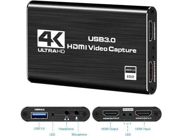 Alt view image 2 of 7 - WRIARICH 4K Audio Video Capture Card, USB 3.0 HDMI Video Capture Device, Full HD 1080P 60FPS for Game Recording, Live Streaming Broadcasting-Black