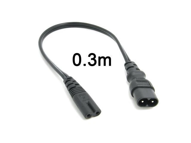 Alt view image 2 of 3 - WRIARICH IEC 60320 C8 Plug to C7 Receptacle Male to Female Extension Power Supply Main Adapter Cable 30cm