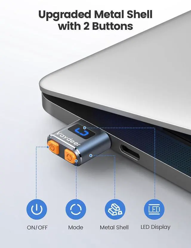 Alt view image 2 of 7 - WRIARICH Tiny Mouse Jiggler, T3s Mouse Mover Made of Premium Aluminum Alloy, Longer Life Span, Plug and Play, 100% Undetectable, 3 Natural and Random Tracks, USB Mouse Mover to Boost Your Productivity