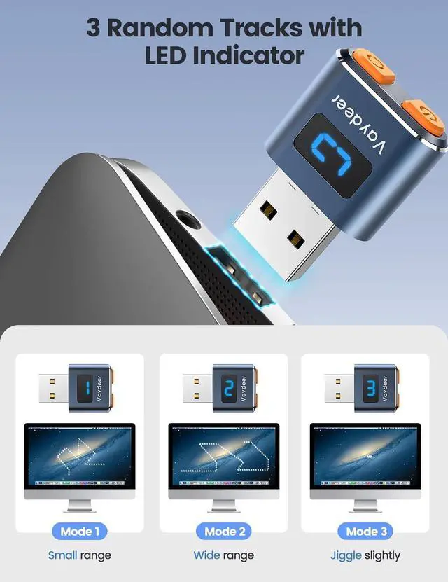Alt view image 3 of 7 - WRIARICH Tiny Mouse Jiggler, T3s Mouse Mover Made of Premium Aluminum Alloy, Longer Life Span, Plug and Play, 100% Undetectable, 3 Natural and Random Tracks, USB Mouse Mover to Boost Your Productivity