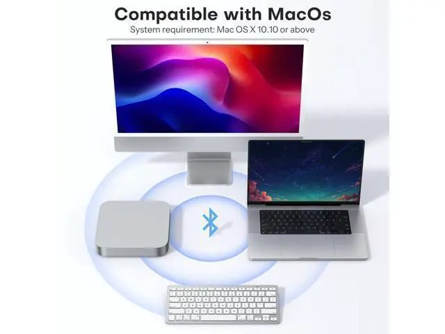 Alt view image 2 of 7 - Wireless Keyboard for Mac, Keyboard for Mac, Stable Bluetooth & Ultra-Slim Portable, Ergonomic Design, Compatible with MacBook Pro/Air/iMac, Silverwhite