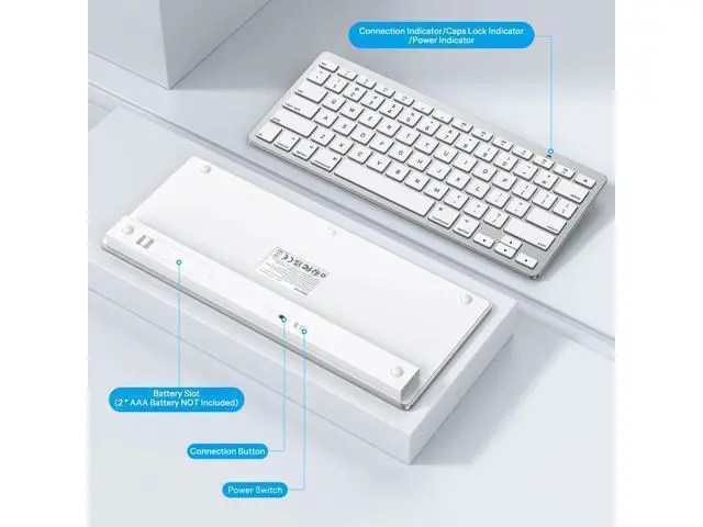 Alt view image 5 of 7 - Wireless Keyboard for Mac, Keyboard for Mac, Stable Bluetooth & Ultra-Slim Portable, Ergonomic Design, Compatible with MacBook Pro/Air/iMac, Silverwhite