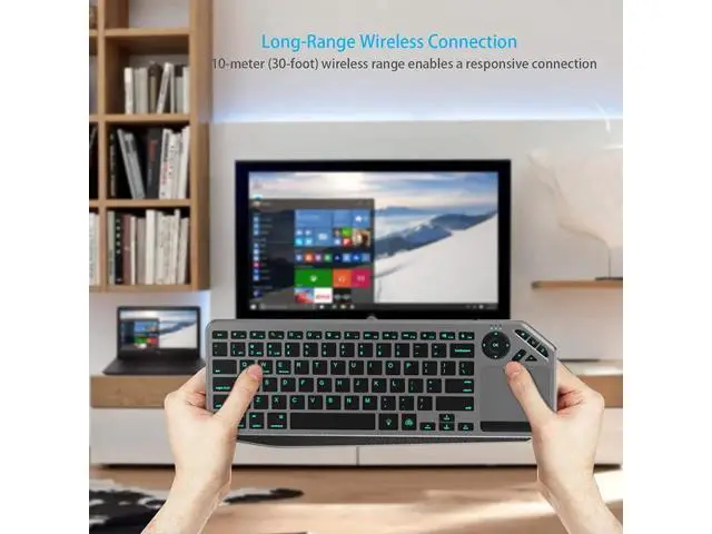 Alt view image 2 of 7 - WRIARICH 2.4G Wireless Bluetooth Dual Mode Connection TV Keyboard with Touchpad Media Control Multimedia Rechargeable 7Color Backlit Keyboard for Computer, Smart TV, Desktop, Laptop, iPad, Tablet