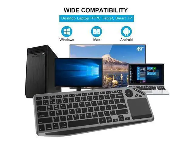 Alt view image 6 of 7 - WRIARICH 2.4G Wireless Bluetooth Dual Mode Connection TV Keyboard with Touchpad Media Control Multimedia Rechargeable 7Color Backlit Keyboard for Computer, Smart TV, Desktop, Laptop, iPad, Tablet