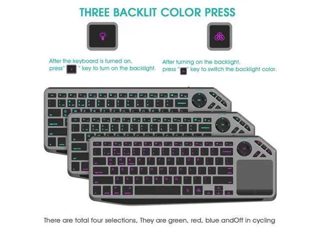 Alt view image 3 of 7 - WRIARICH 2.4G Wireless Bluetooth Dual Mode Connection TV Keyboard with Touchpad Media Control Multimedia Rechargeable 7Color Backlit Keyboard for Computer, Smart TV, Desktop, Laptop, iPad, Tablet
