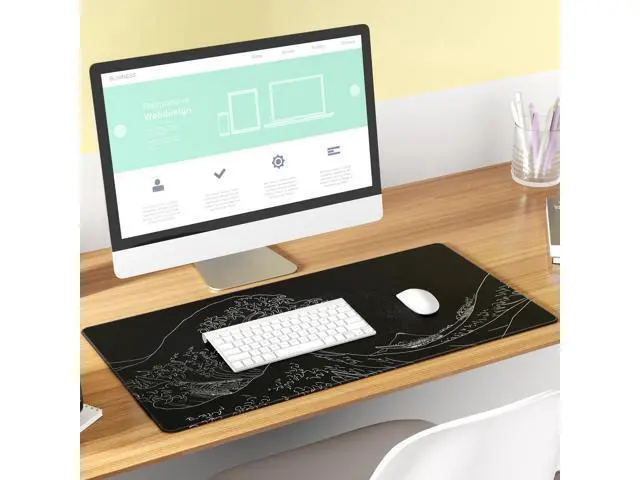 Alt view image 6 of 6 - WRIARICH Large Gaming Mouse Pad with Stitched Edges, Extended Mousepad with Superior Micro-Weave Cloth, Non-Slip Base, Water Resist Keyboard Pad for Gamer, Office & Home, 31.5x15.7in, Kanagawa Wave