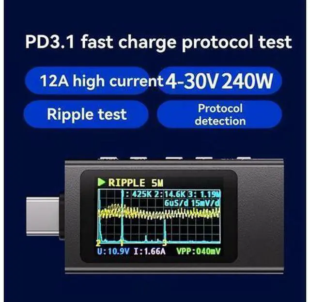 Alt view image 3 of 7 - WRIARICH KWS-X1 Power Meter Type-C Tester Multifunction Digital Display DC Voltage Ammeter Power Meter for Electrician Tool
