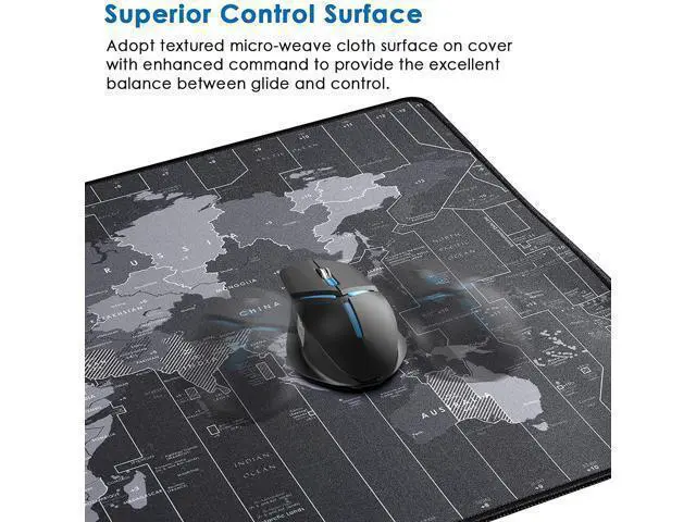 Alt view image 2 of 6 - KTRIO Large Gaming Mouse Pad with Stitched Edges, Extended Mousepad with Superior Micro-Weave Cloth, Non-Slip Base, Water Resist Keyboard Pad, Desk Mat for Gamer, Office & Home, 31.5x15.7in, World Map