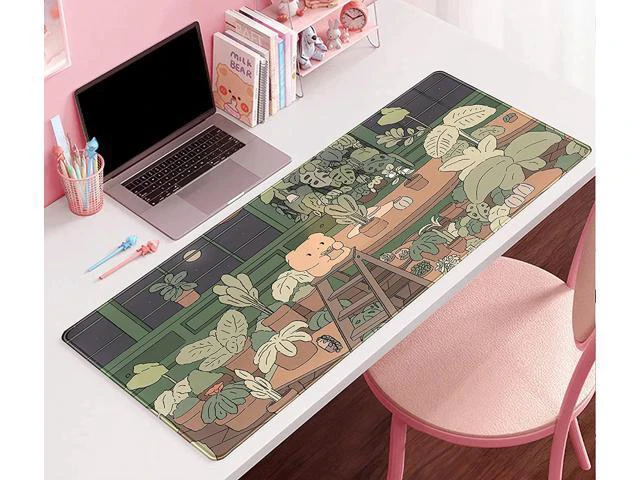 Alt view image 7 of 7 - WRIARICH Cute Desk Mat Kawaii Bear Mousepad Cute Anime Plant Desk Protector Kawai Aesthetic Brown and Green Forest Keyboard Mat Large Mouse Pad XXL Gaming Desk Pad XL Office Home Decor for Women Girls