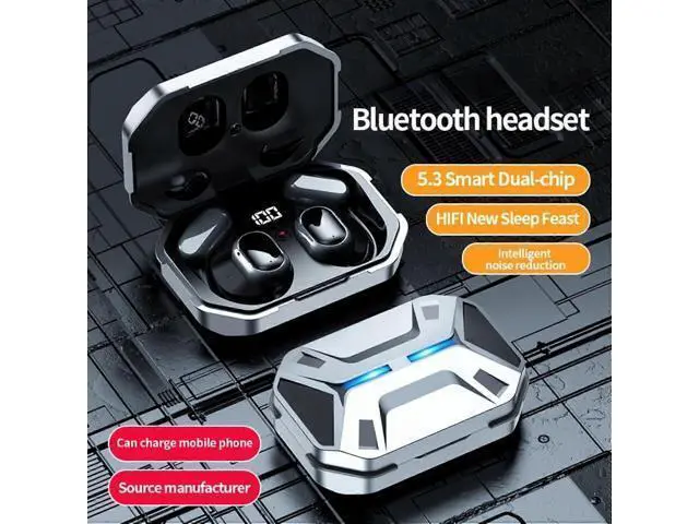 Alt view image 2 of 5 - WRIARICH Bluetooth 5.3 Ear-Hook Earbuds, IPX7 Waterproof, 50H Playtime, LED Display, Noise Cancelling (Black)
