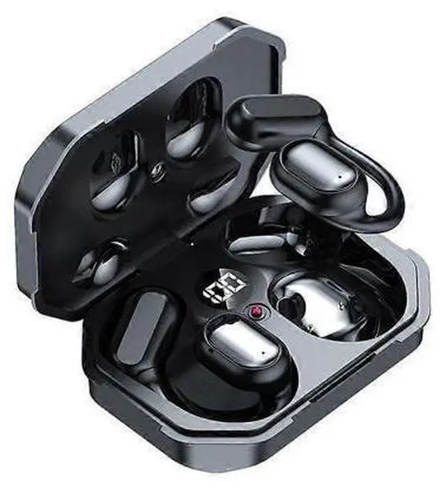 Main image of WRIARICH Bluetooth 5.3 Ear-Hook Earbuds, IPX7 Waterproof, 50H Playtime, LED Display, Noise Cancelling (Black)