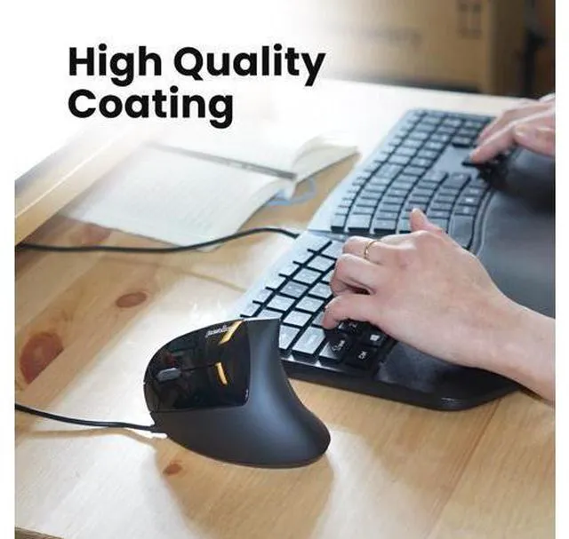 Alt view image 6 of 7 - WRIARICH PERIMICE-513L Wired Left Handed Vertical Ergonomic Mouse 1000/1600 DPI 6 Buttons