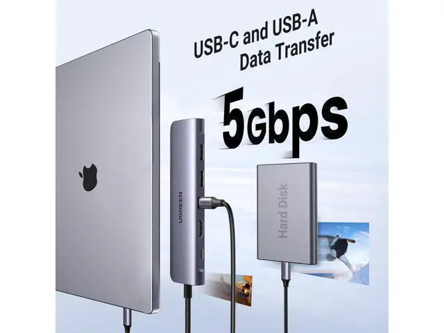 Alt view image 5 of 7 - WRIARICH USB-C Hub 7 in 1 USB C Dongle 4K HDMI, 100W PD Charging, USB-C & 2 USB-A 5Gbps Data Ports, SD/TF Card Reader for MacBook Pro/Air, iPad Pro,iPhone 15 Pro/Pro Max, XPS, Thinkpad