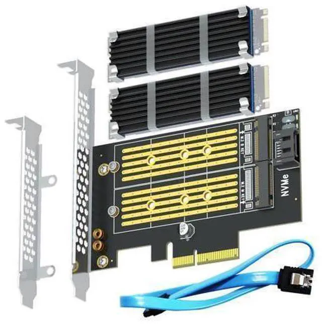 Main image of WRIARICH Vszerda PA12-HS Dual M.2 SSD PCIe X4 Adapter with Heatsink for One M.2 NVMe SSD and One M.2 SATA SSD, Support PCIe 4.0 SSD and OS Boot from M.2 NVMe SSD