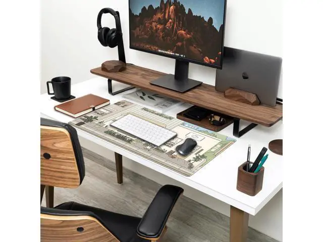 Alt view image 3 of 6 - WRIARICH Cute Desk Mat Kawaii Mousepad Bunny and Bear Cute Anime Japanese Street Pastel Beige Brown and Green Mouse Pad Extra Large Deskmat Cut Laptop Mouse Pads Decor
