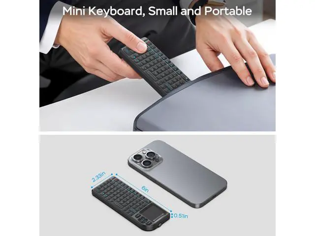Alt view image 2 of 7 - WRIARICH Mini Keyboard with Touchpad, Mini Bluetooth Keyboard, 2.4G Ultra-Thin Handheld Wireless Portable, Suitable for PC/Tablet/TV/Smartphone, Suitable for Travel, Office and Home UseRechargeable