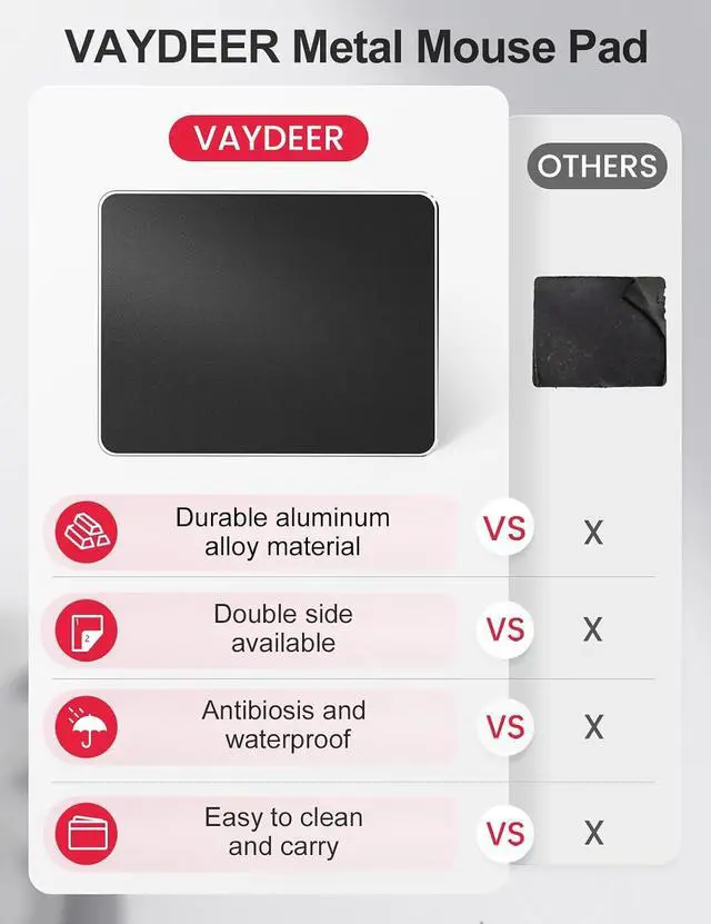 Alt view image 2 of 6 - WRIARICH Hard Metal Aluminum Mouse Pad Clear Modern Smooth Magic Ultra Thin Double Side Design Mouse Mat Waterproof Fast and Accurate Control Compatible for Gaming and Office, Black, 9.45X7.87 Inch