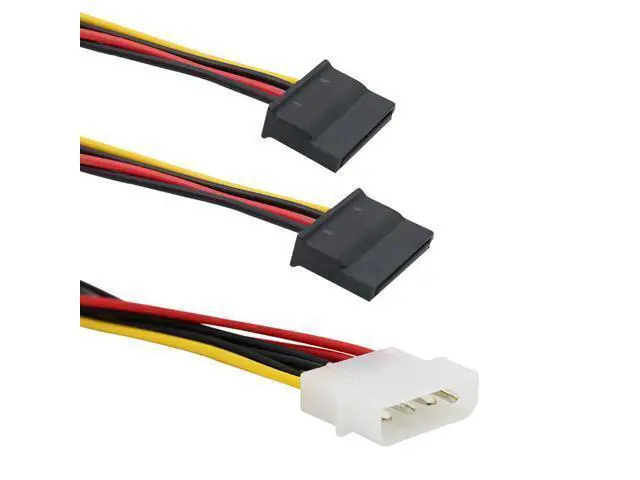 Alt view image 2 of 7 - WRIARICH 5pcs 4 Pin Molex To 2×15 Pin SATA Power Y-Cable Adapter For IDE 8 Inches