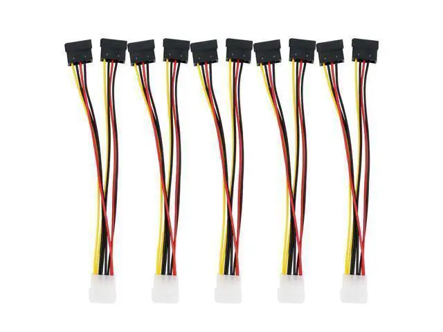 Alt view image 6 of 7 - WRIARICH 5pcs 4 Pin Molex To 2×15 Pin SATA Power Y-Cable Adapter For IDE 8 Inches