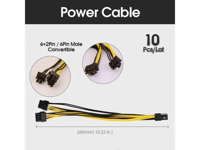 Alt view image 5 of 5 - WRIARICH 10 Pcs 8 Pin PCI-e To 8 Pin (6+2) PCI-e (Female To Male) GPU Power Cable 210mm 260mm For graphics card mining motherboard