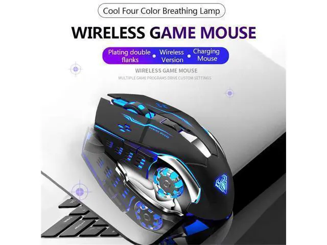 Alt view image 2 of 7 - WRIARICH Vszerda SC100 Silent Wireless Gaming Mouse Rechargeable, with Side Buttons, LED Backlit, DPI Adjustable, 2.4G Wireless Optical Computer Mice Punk Cool Mouse for Games/Work (Black)
