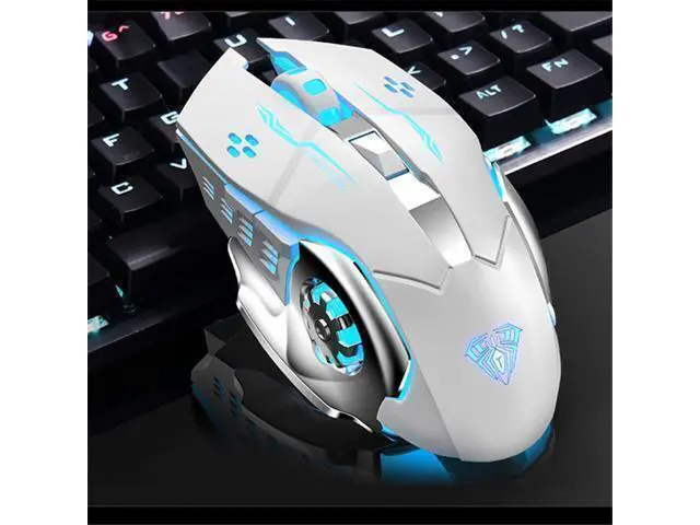 Alt view image 3 of 7 - WRIARICH Vszerda SC100 Silent White Wireless Mouse Rechargeable, RGB LED Backlit, DPI Adjustable, 2.4G Wireless Optical Computer Gaming Mice with USB Receiver, Punk Cool Mouse for Office/Games