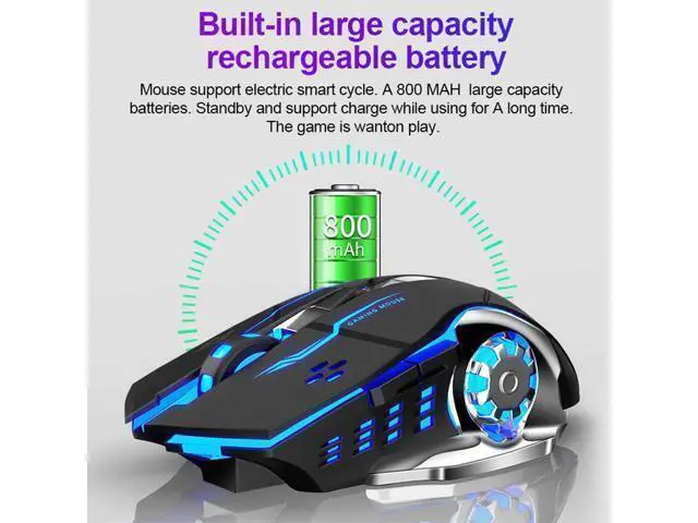 Alt view image 4 of 7 - WRIARICH Vszerda SC100 Silent White Wireless Mouse Rechargeable, RGB LED Backlit, DPI Adjustable, 2.4G Wireless Optical Computer Gaming Mice with USB Receiver, Punk Cool Mouse for Office/Games