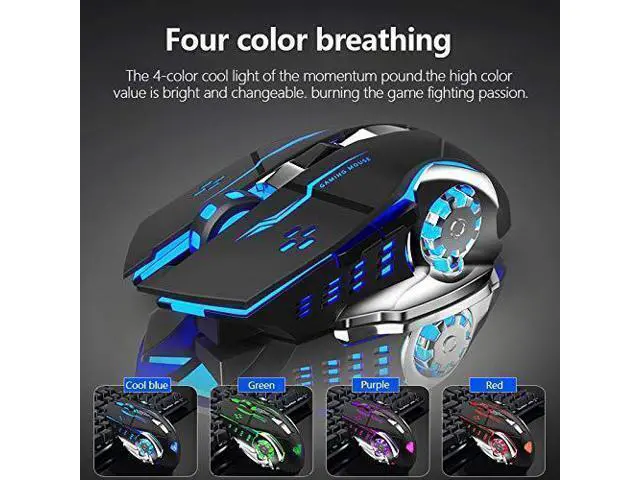 Alt view image 6 of 7 - WRIARICH Vszerda SC100 Silent White Wireless Mouse Rechargeable, RGB LED Backlit, DPI Adjustable, 2.4G Wireless Optical Computer Gaming Mice with USB Receiver, Punk Cool Mouse for Office/Games