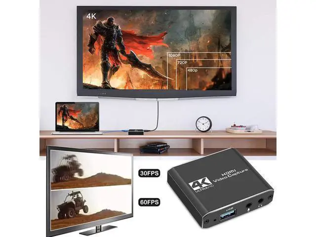 Alt view image 6 of 7 - WRIARICH Capture Card, Audio Video Capture Card with Microphone 4K HDMI Loop-Out, 1080p 60fps Video Recorder for Gaming/Live Streaming/Video Conference, Works for Nintendo Switch/PS4/OBS/Camera/ PC