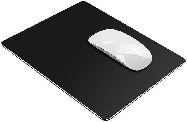 Main image of WRIARICH Hard Metal Aluminum Mouse Pad Clear Modern Smooth Magic Ultra Thin Double Side Design Mouse Mat Waterproof Fast and Accurate Control Compatible for Gaming and Office, Black, 9.45X7.87 Inch