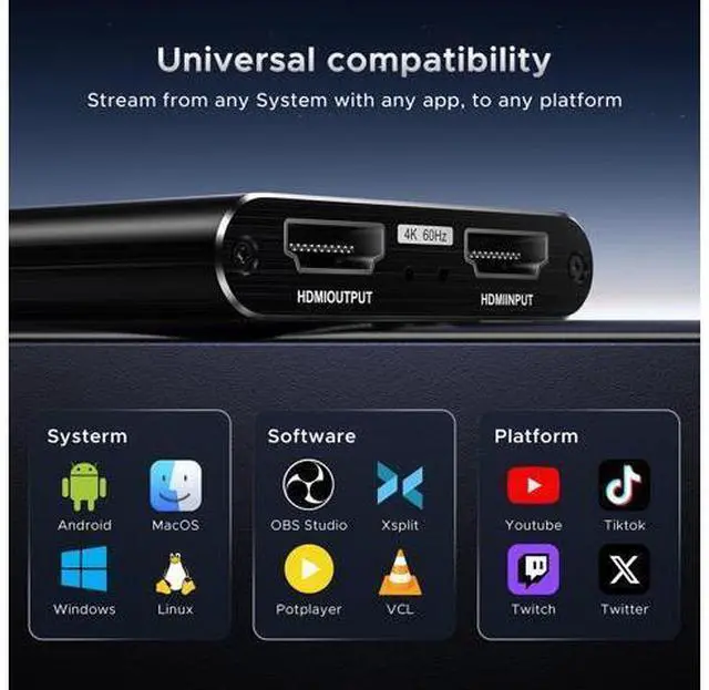 Alt view image 7 of 7 - WRIARICH Video Capture Card, Audio Video Capture Card, USB 3.0 Capture Card 4K HDMI Loop-Out, 1080P 60FPS/2K 30FPS Video Game Capture for Streaming Works for PS5/Switch/Camera/PC/OBS(Black)