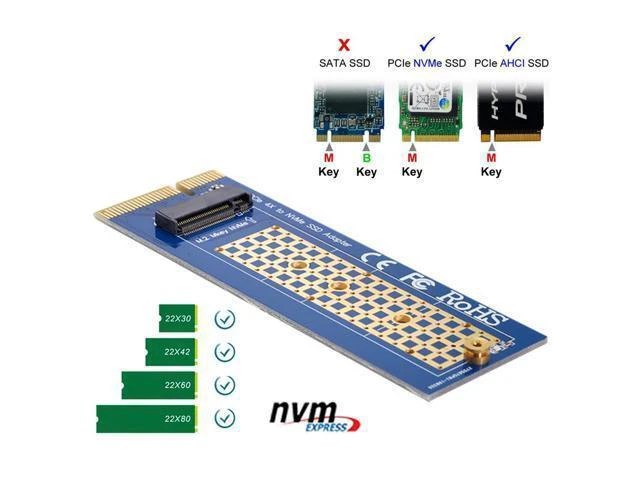 Alt view image 3 of 3 - WRIARICH NGFF M-key PCI-E NVME AHCI SSD to PCI-E Express 3.0 4X Vertical Adapter for SSD & Motherboard