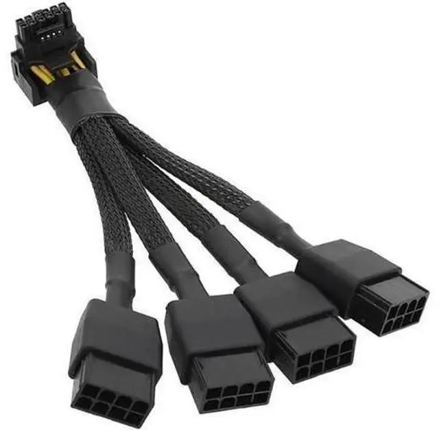 Main image of WRIARICH GPU RTX4090 18AWG 4x8pin PCI-e to 16Pin (12+4) PCI-e 5.0 12VHPWR Connector 90 Degree Elbow 15CM for RTX4080 RTX4090