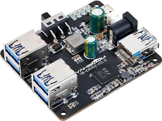 Main image of WRIARICH 4 Port USB 3.0 Hub for Raspberry Pi Jetson Nano ROS Robot, Compatible with USB 3.0/2.0/1.1 Driver-Free Plug&Play, Onboard External USB-A5V (Micro-USB)9~24V Power Port, for High-Power Device