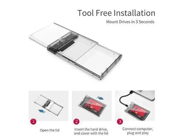 Alt view image 2 of 3 - WRIARICH USB3.1 Gen1 to Type-C HDD Enclosure of 2.5 inch Hard Disk Case SSD SATA3 to USB 3.1 Box USB C HDD Case Gen1 5GBps SSD