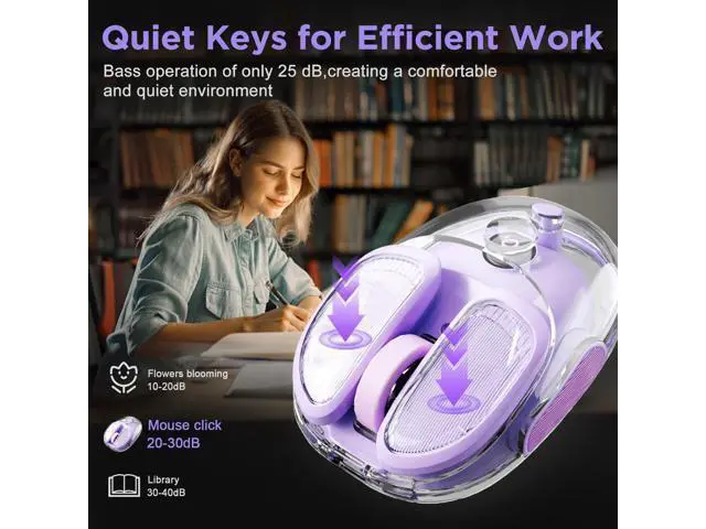 Alt view image 4 of 7 - WRIARICH Vszerda Q9 Chargeable Portable Silent 2.4GHz/Bluetooth Dual Mode Wireless Mouse, 4 Adjustable DPI,4800 DPI Optical Tracking Mouse with RGB Lighting, Compatible Win/Mac/Android/iOS(Purple)