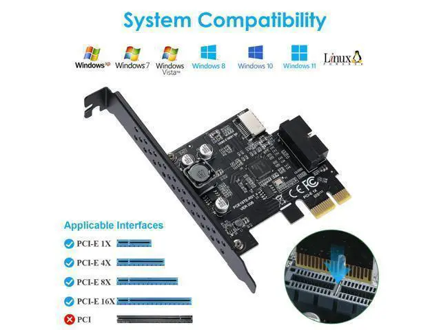 Alt view image 2 of 7 - WRIARICH PCI-E 1X to USB 3.2 GEN1 5Gbps 20pin Front Panel Header (to Type-c Front Panel Header) + USB 3.0 19Pin Socket Expansion Card,Type-E Internal 20-pin Front Panel Connector Riser Card