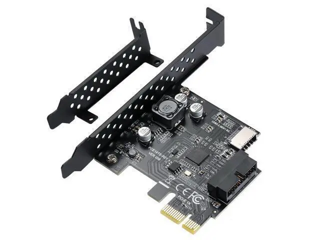 Alt view image 6 of 7 - WRIARICH PCI-E 1X to USB 3.2 GEN1 5Gbps 20pin Front Panel Header (to Type-c Front Panel Header) + USB 3.0 19Pin Socket Expansion Card,Type-E Internal 20-pin Front Panel Connector Riser Card