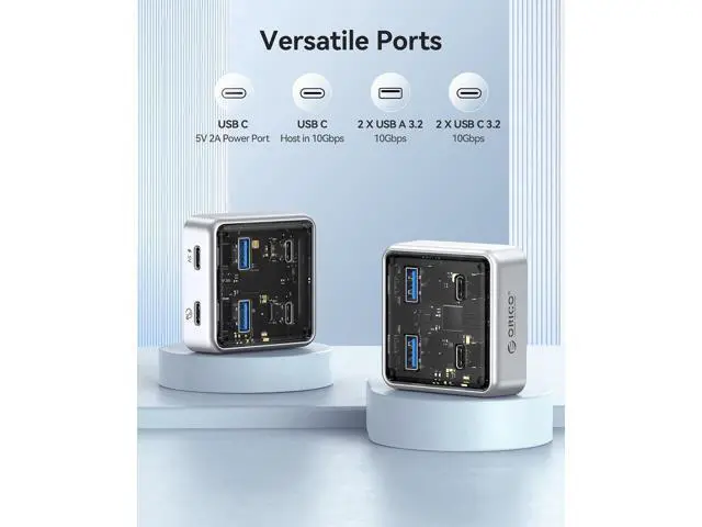 Alt view image 3 of 7 - WRIARICH 10Gbps USB-C Hub, 4-Port Zinc Alloy USB 3.2 Splitter with 2 USB-A & 2 USB-C Ports, High-Speed Data Extender for Laptops, PCs, Desktops, and More (1.64Ft)