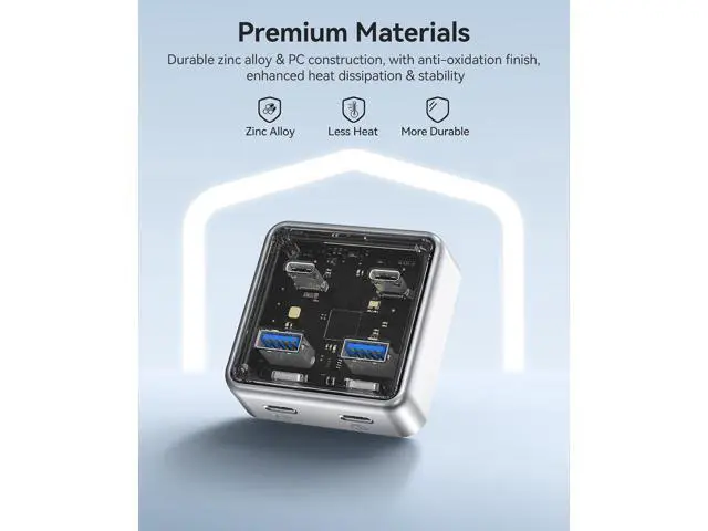 Alt view image 4 of 7 - WRIARICH 10Gbps USB-C Hub, 4-Port Zinc Alloy USB 3.2 Splitter with 2 USB-A & 2 USB-C Ports, High-Speed Data Extender for Laptops, PCs, Desktops, and More (1.64Ft)